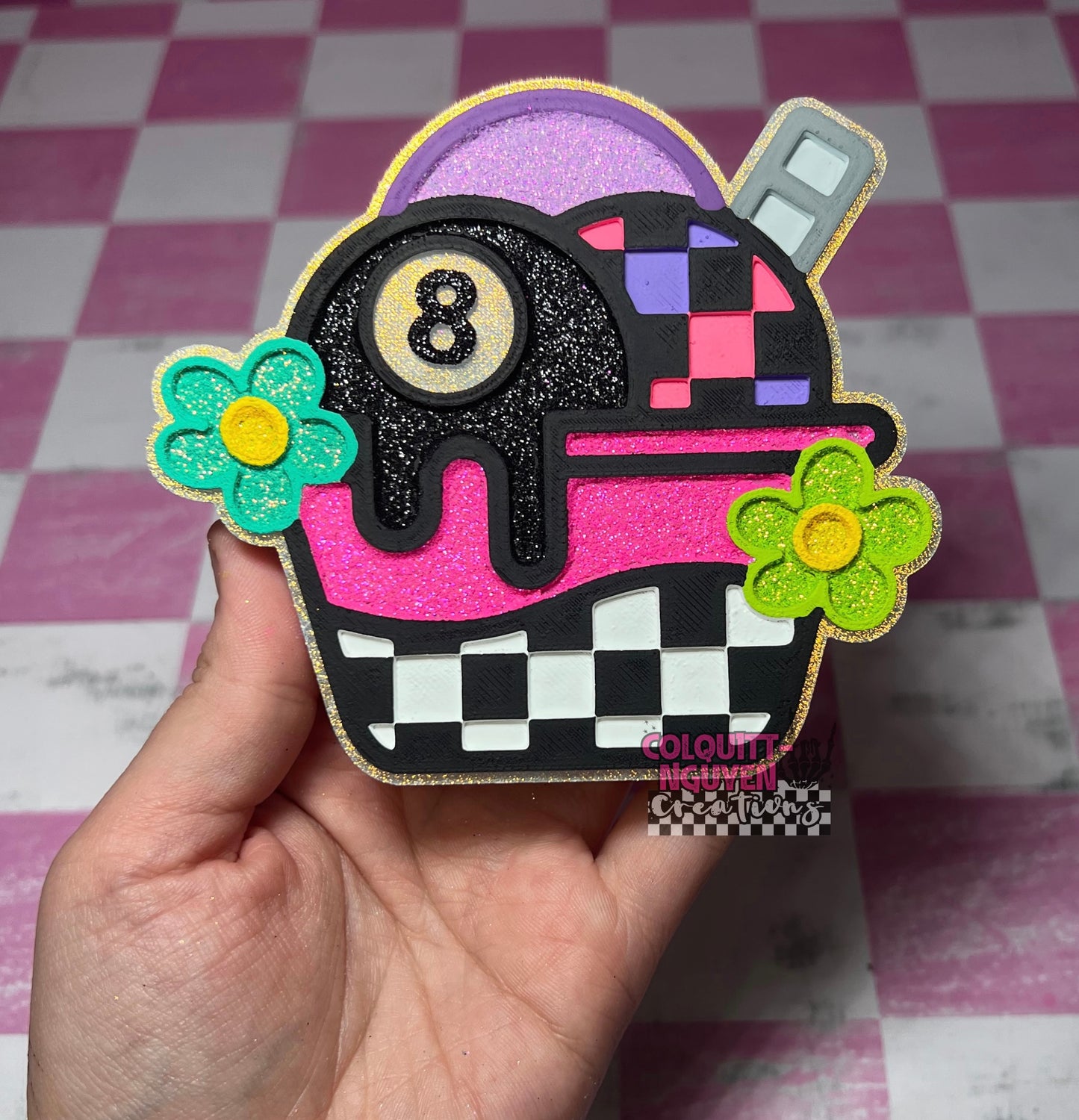 Drippy 8 Ball Checkered Ice Cream
