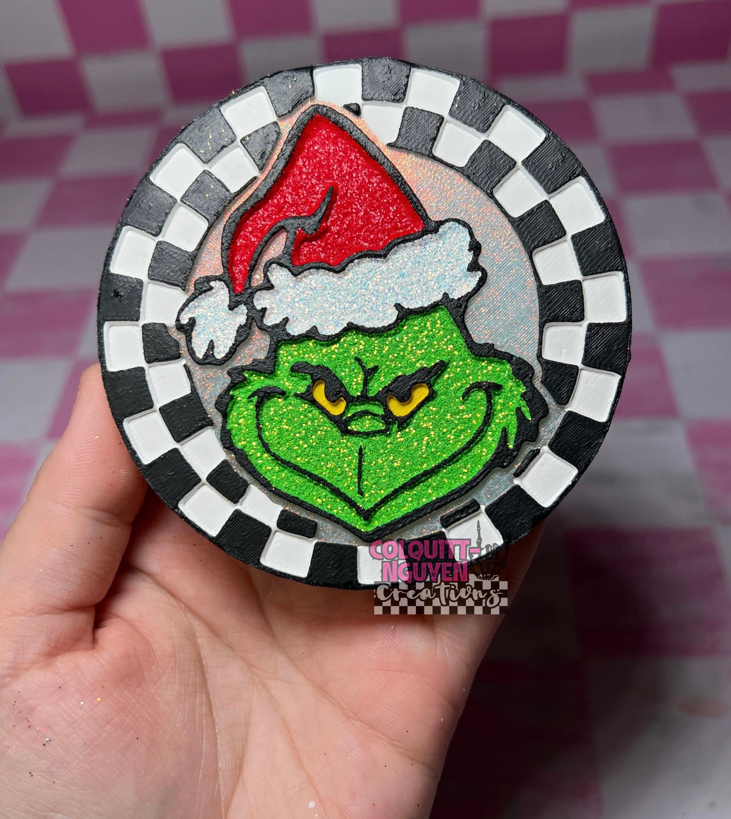 Green Man Checkered Circle