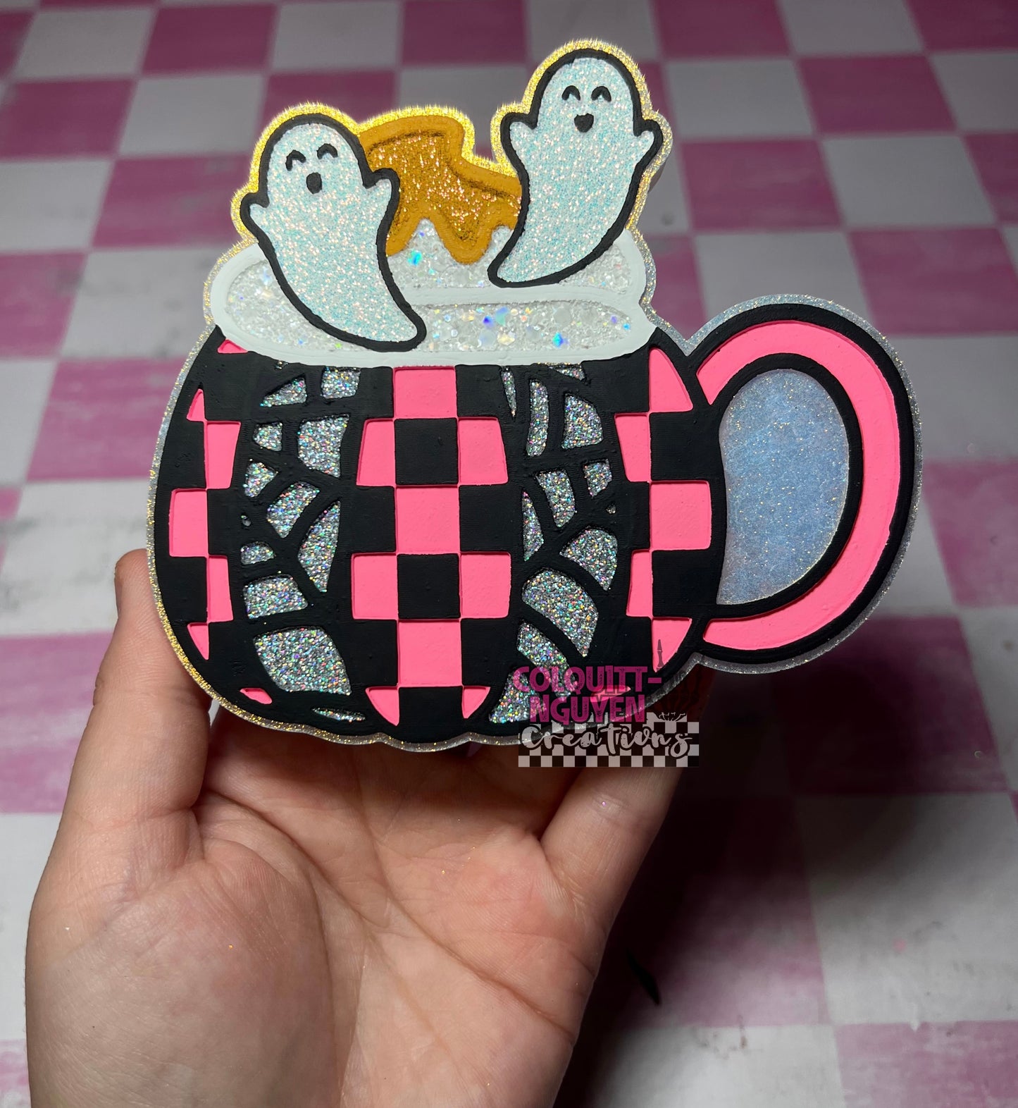Checkered Ghost Mug