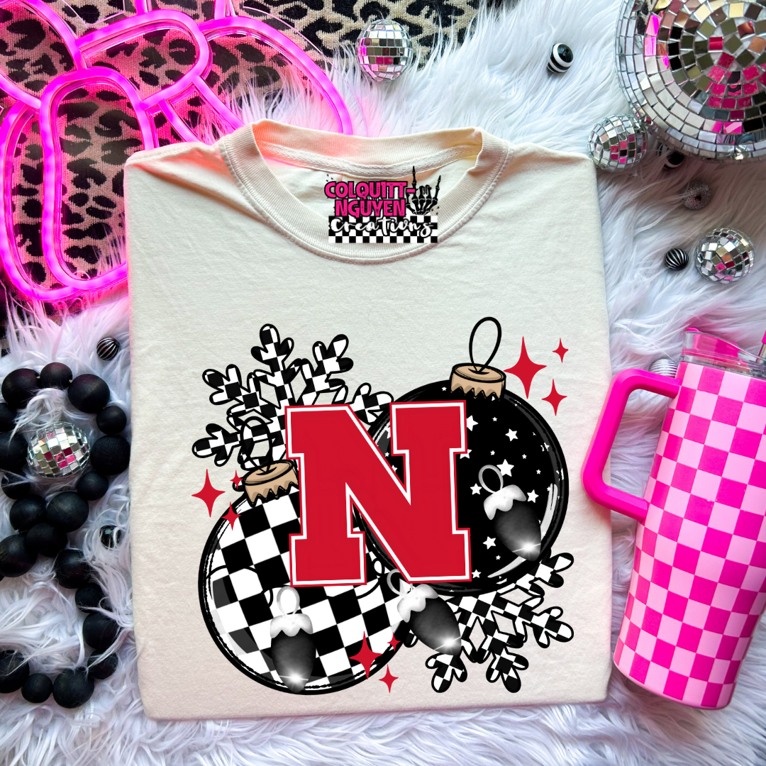 Checkered Ornament - Cornhuskers