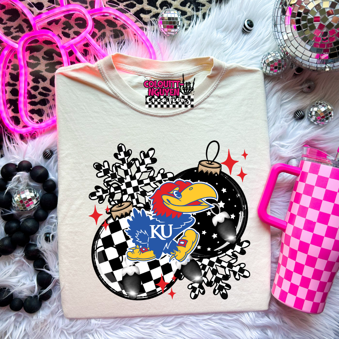 Checkered Ornament - Jayhawks