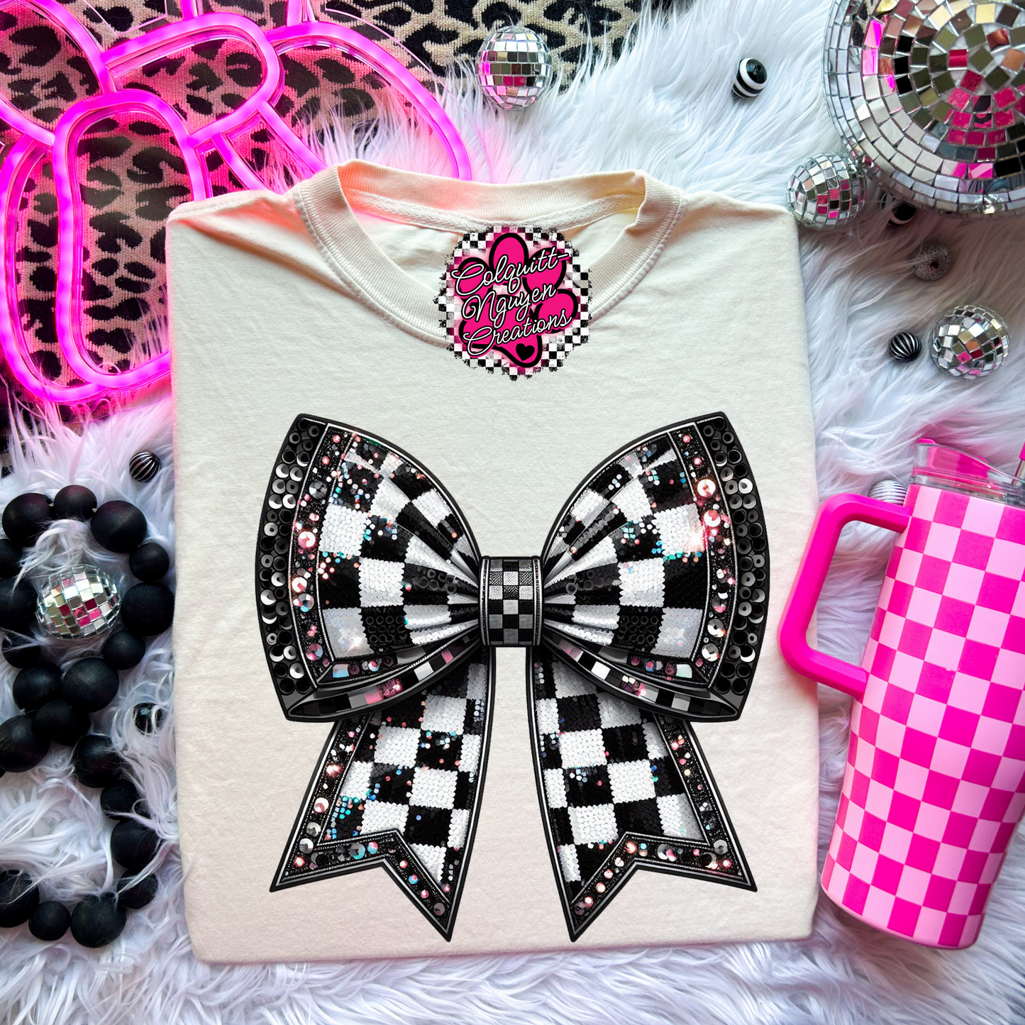 Checkered Bow Tee