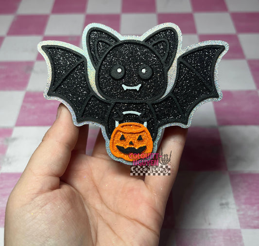 Bat With Pumpkin Treat Bucket
