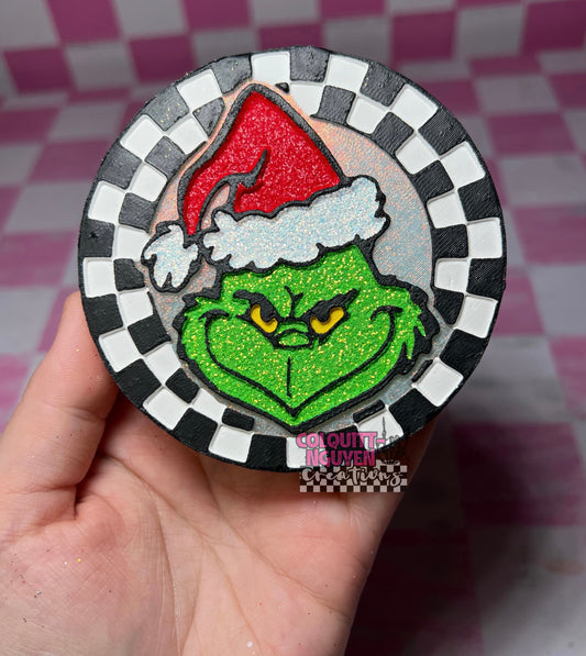 Green Man Checkered Circle