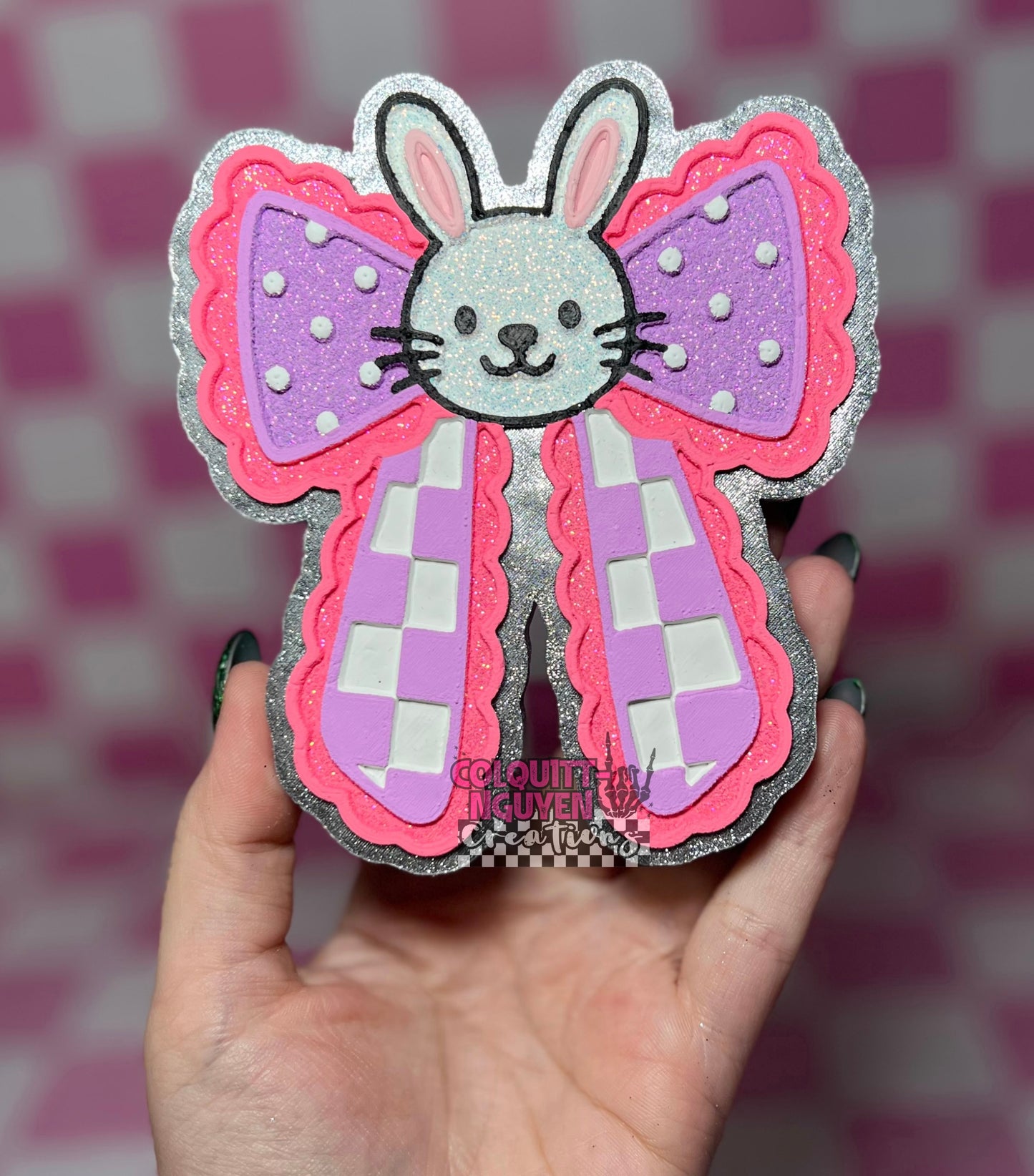 Checkered Bunny Bow