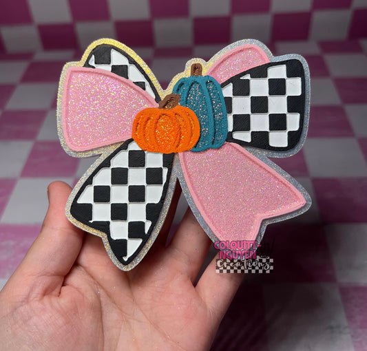 Checkered Pumpkin Bow