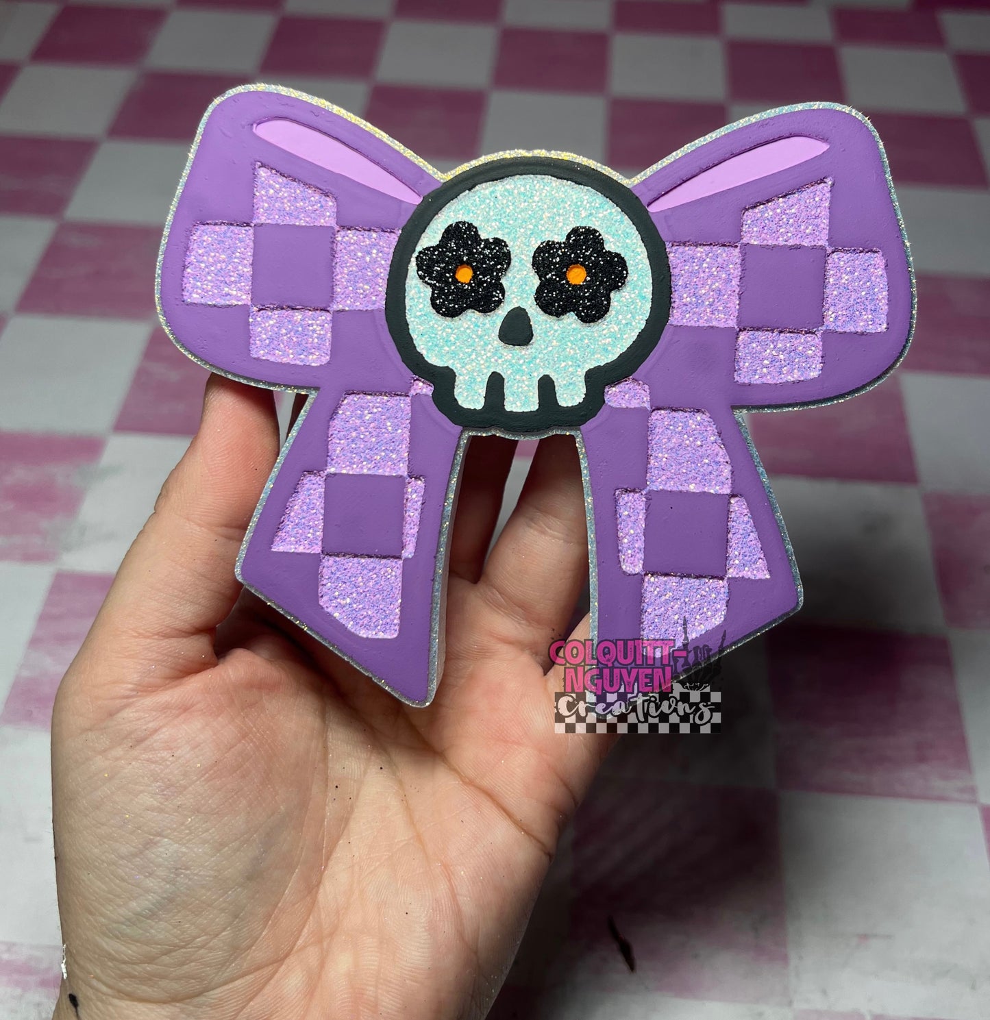 Checkered Skull Bow