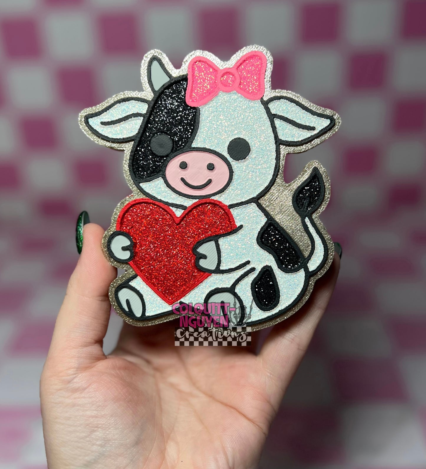 Valentines Cow With Bow