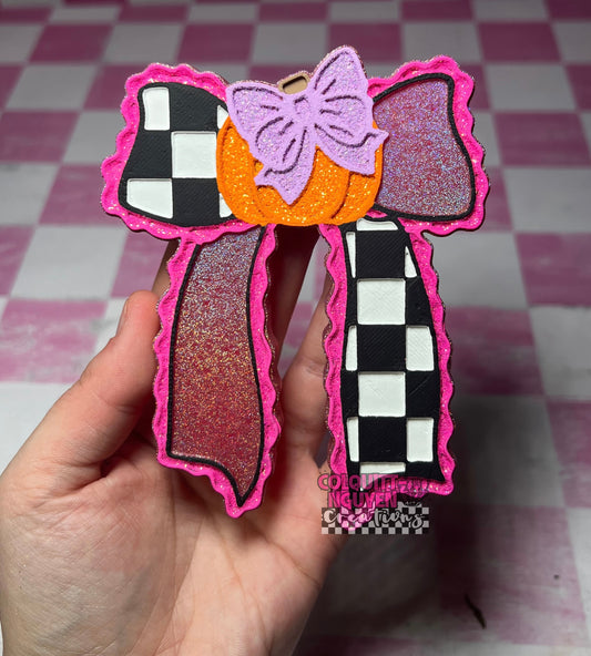 Checkered Pumpkin Bow
