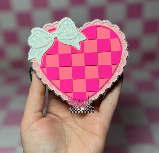 Checkered Heart With Bow