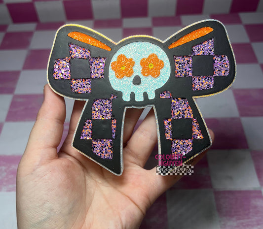 Checkered Skull Bow