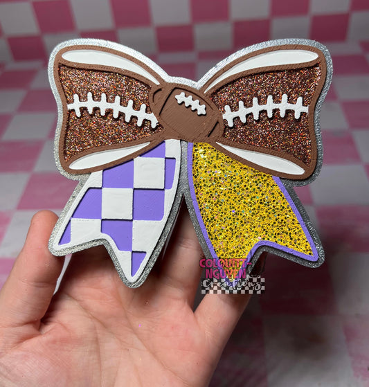 Checkered Football Bow