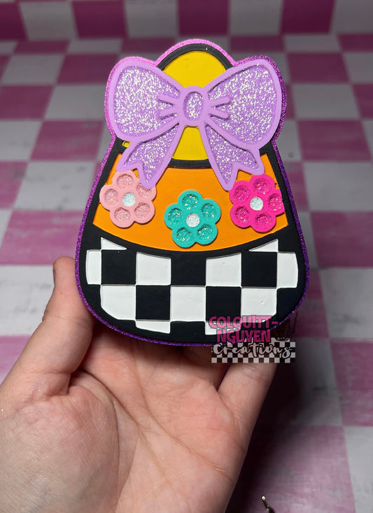 Checkered Candy Corn With A Bow