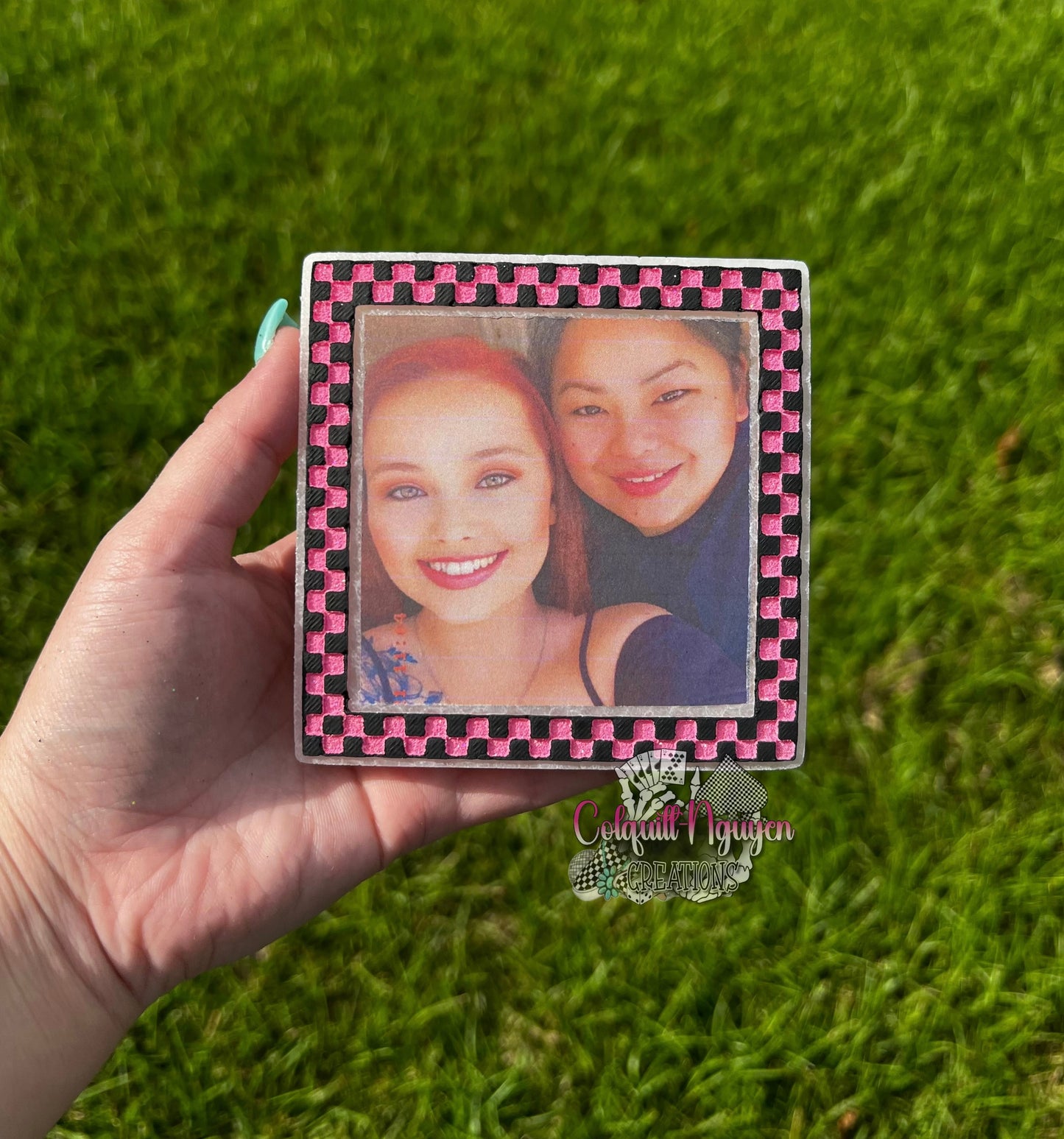 CUSTOM- Checkered Print Photo Frame