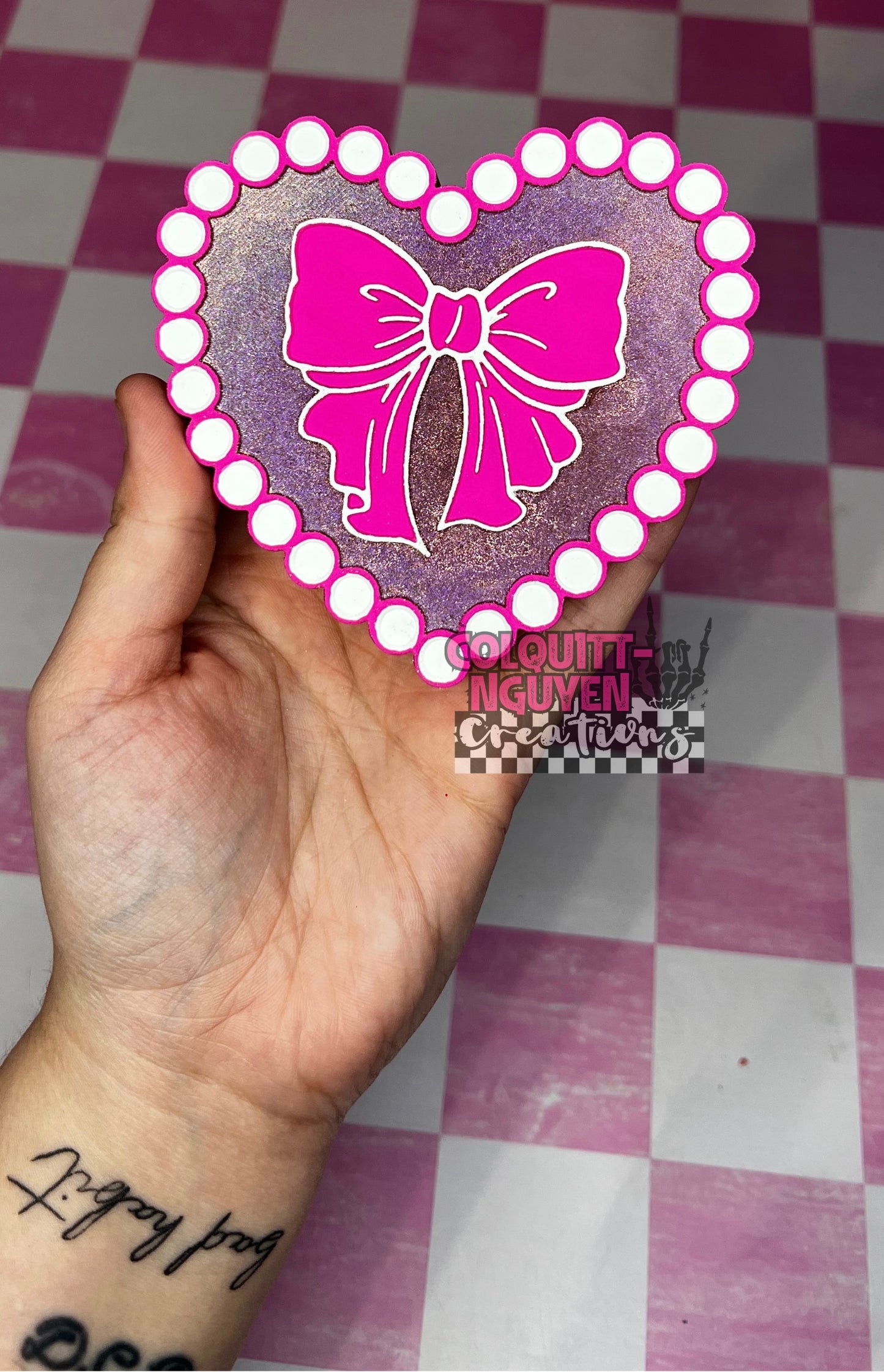 Pearl Heart With Bow