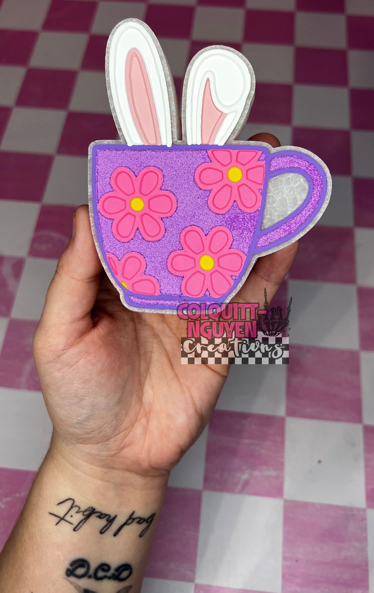Floral Mug With Bunny Ears