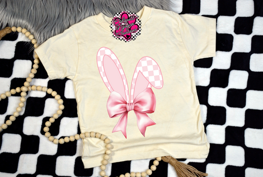 Checkered Bunny Ears With Bow