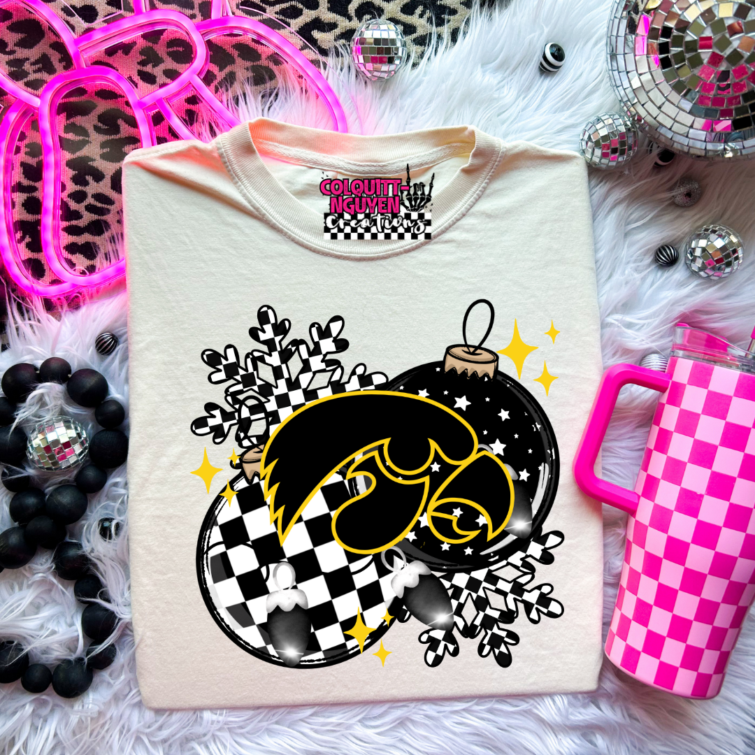 Checkered Ornament - Hawkeyes