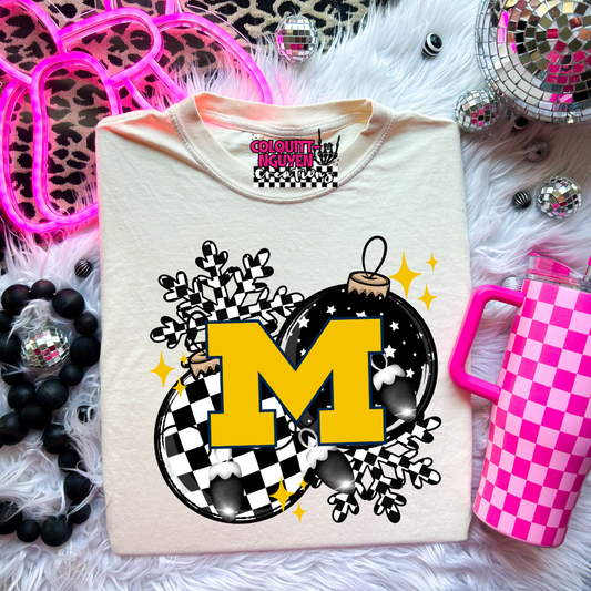 Checkered Ornament - Wolverines