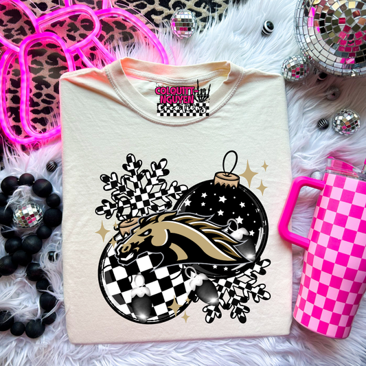 Checkered Ornament - Broncos