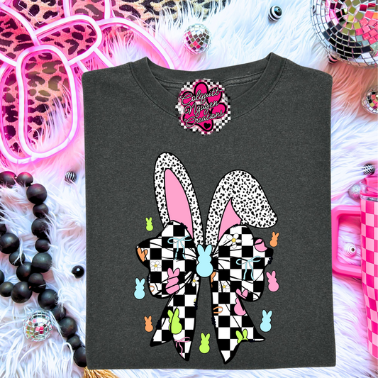 Checkered Bow With Bunny Ears