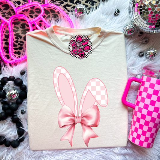 Checkered Bunny Ears With Bow